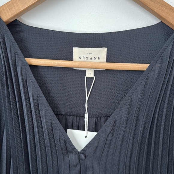 Sezane Black Pleated Dress Size 4 - Picture 5 of 10